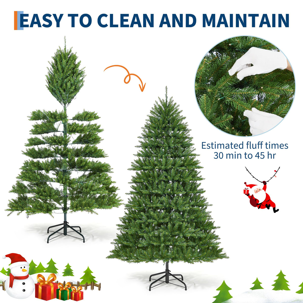 Garvee sapin de Noël artificiel de 270 cm avec 1100 LED, matériau PE/PVC de luxe pour grandes salles et marchés de Noël