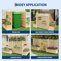 Clôture d'extérieur Garvee 33 x 40 pouces, en bois avec jardinière intégrée, idéale pour terrasse et jardin. Résistante aux intempéries, robuste et autoportante. Bois naturel.