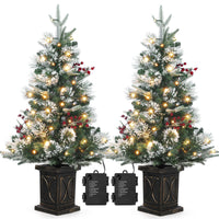 Garvee sapin de Noël artificiel, lot de 2, 90 cm, 78 LED à fibre optique (blanc chaud), 8 modes d'éclairage, base semi-circulaire