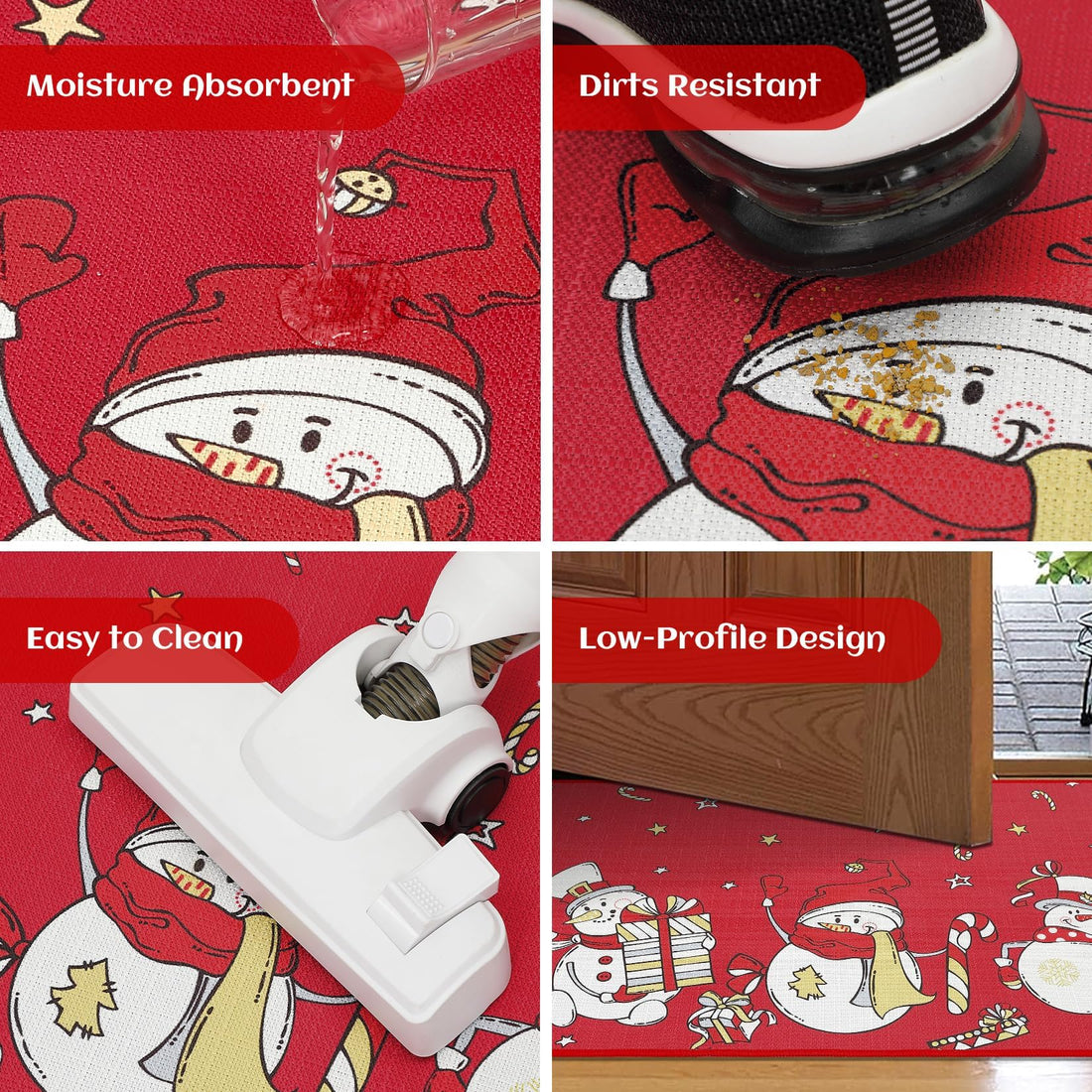 Tapis d'éveil Garvee Zerbino Natalizio avec bonhomme de neige et flocon de neige, dos en silicone antidérapant, résistant aux intempéries, 50 x 80 cm, pour une utilisation intérieure et extérieure