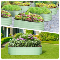 Garvee Jardinière surélevée ovale 137 x 61 x 30 cm, métal galvanisé avec double protection anticorrosion, bac de culture robuste pour extérieur