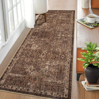 Garvee Vintage Teppich 80 x 150 cm Rutschfest Waschbar Boho Teppich Für Wohnzimmer Schlafzimmer Esszimmer Rotbraun