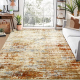 Garvee Tapis Lavable En Machine Design Abstrait Moderne Antidérapant Faible Hauteur Orange Pour Salon Chambre Salle À Manger