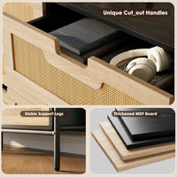 Garvee commode en rotin naturel à 6 tiroirs, pieds en bois et métal, idéale pour la chambre et le salon, imperméable et résistante