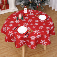 Nappe de Noël ronde Garvee à motif flocons de neige, déperlante, en polyester, rouge et blanche, 152 cm (60 pouces), décoration hivernale