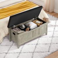 Banc de rangement en bois Garvee avec coussin d'assise, charnières de sécurité, capacité de charge de 118 kg (260 lb) pour salon et chambre, 100 cm (39,4 po) L x 40 cm (15,7 po) l x 48 cm (18,9 po) H, bois aggloméré, beige