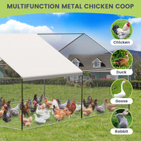 Grand Poulailler Métallique GARVEE 9,8 x 13,1 x 6,6 pi – Cage à Poules avec Accès Piéton, Bâche Imperméable et Anti-UV pour Jardin et Ferme – Argent