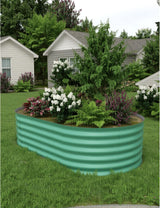 Garvee Bac De Jardin Surélevé Galvanisé 2,4×1,2×0,5m Beige Et Vert, Acier Résistant À La Rouille, Design Modulable Pour Potagers Et Jardins Extérieurs - Vert & Ovale
