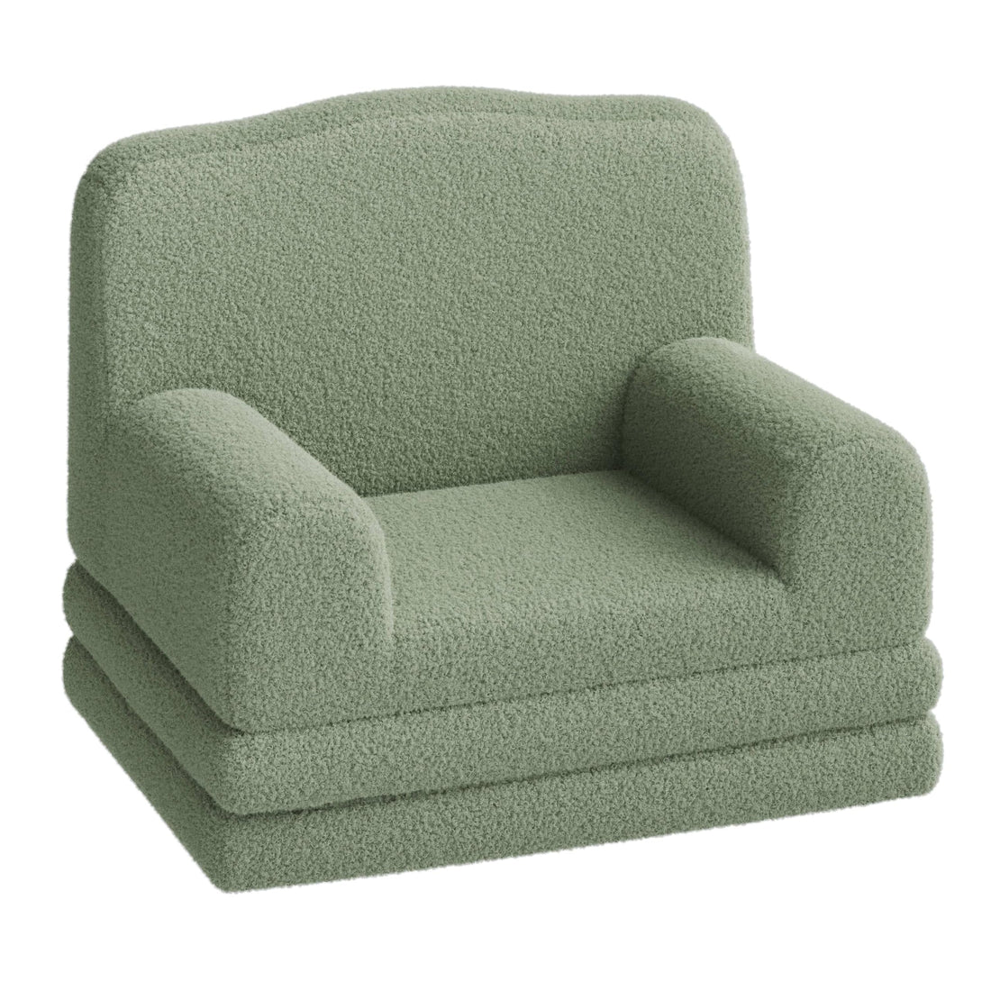 Fauteuil-canapé enfant Garvee en sherpa réversible avec housse lavable, motif couronne, idéal pour la salle de jeux et la chambre d'enfant. Léger, confortable et pliable.