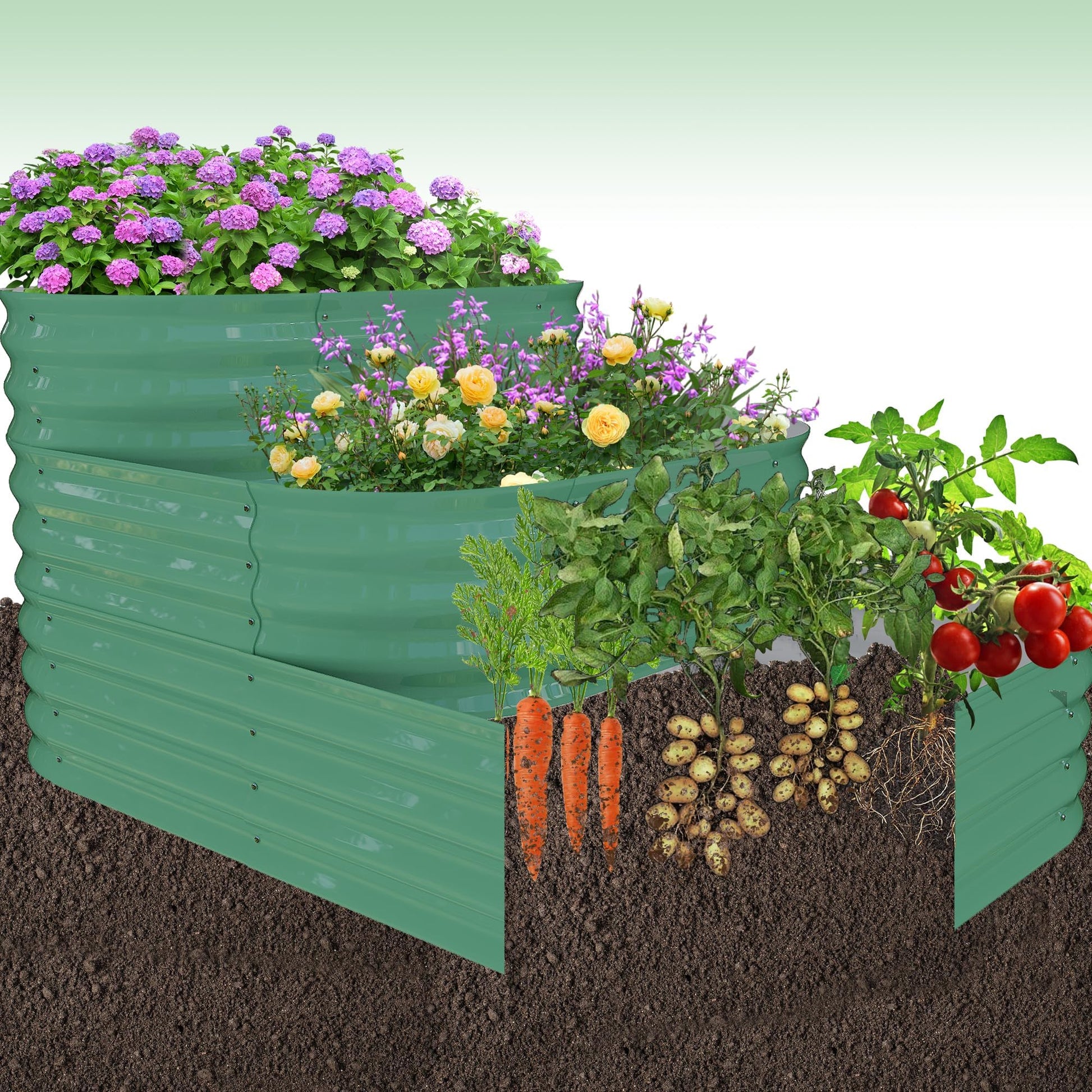 Kit de jardin surélevé galvanisé Garvee 61x42x31 cm en acier inoxydable pour légumes et herbes aromatiques d'extérieur