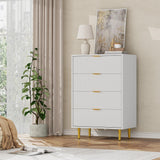 Garvee commode 4 Tiroirs Moderne façade ondulée MDF Métal stabilité Enfant Salon Chambre 60 × 40 × 94 cm - Blanc