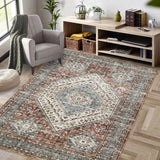 Tapis lavable Garvee, facile à nettoyer, antidérapant, pour chambre et salon, 80 x 150 cm, marron - 