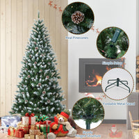 Garvee sapin de Noël de 225 cm avec 250 LED et pommes de pin décoratives pour grandes pièces, décoration festive