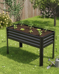 Grand bac à jardin surélevé Garvee avec pieds, en acier galvanisé, capacité de charge de 181 kg, hauteur ergonomique de 81 cm, marron, pour jardin et balcon.