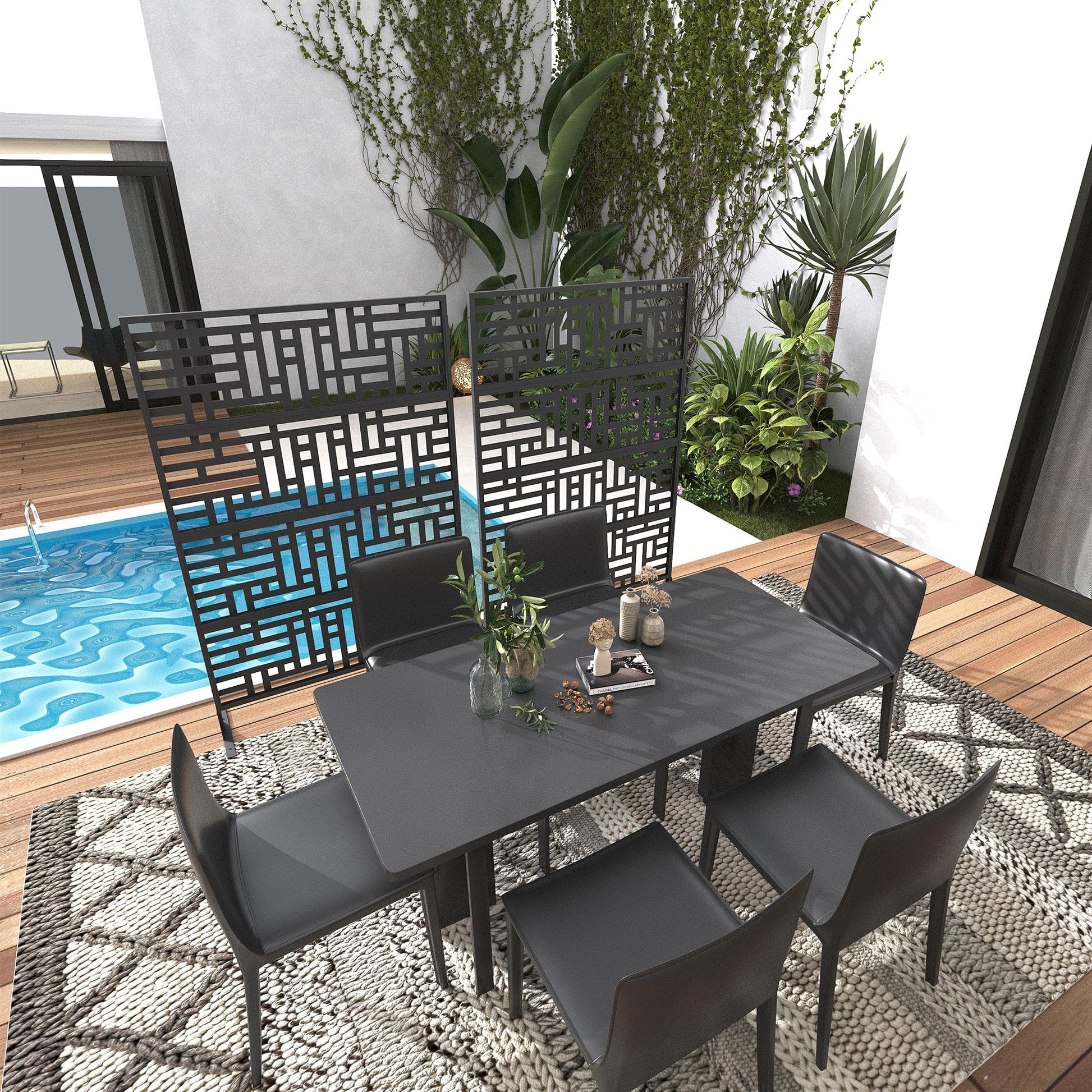 Garvee Clôture décorative en métal pour jardin, 183 cm de hauteur, antirouille, en aluminium, formes géométriques, pour cour et piscine