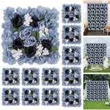 Garvee panneaux Muraux Fleuris 3D Hydrangea Soie Durable Assemblage Emboîtable Décor Réutilisable Mariages Fêtes 38 × 38 cm - Bleu
