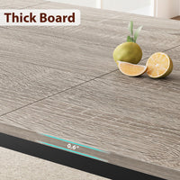 Table de salle à manger Garvee de 200 cm de long pour 6 à 8 personnes, style industriel, design biseauté, MDF et métal, largeur 10 cm, marron