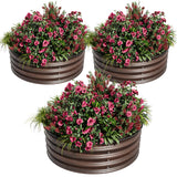 Garvee Bac De Jardin Rond Élevé 3PCS 61 x 3 cm Acier Galvanisé antirouille Kit Métallique Pour Légumes Fleurs Balcon