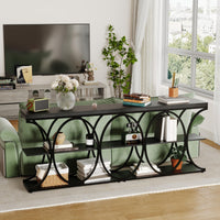 Console industrielle Garvee 39", 3 niveaux, avec base en métal et étagères en bois, pour entrée et salon, étroite, robuste et polyvalente