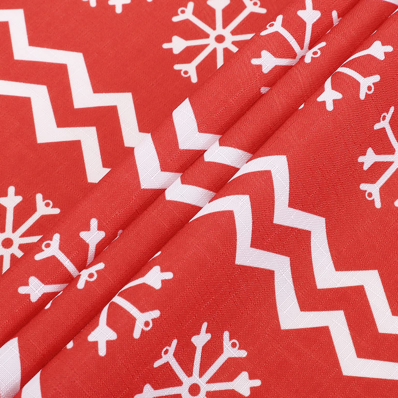 Nappe de Noël ronde Garvee 152 cm rouge, déperlante, antitache, 100 % polyester, motif flocons de neige et rennes, idéale pour les fêtes et la maison