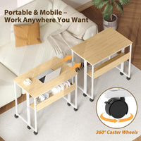 Bureau pliable à roulettes Garvee, compact (80 cm), idéal pour le bureau à domicile et les études, structure en acier, noir.