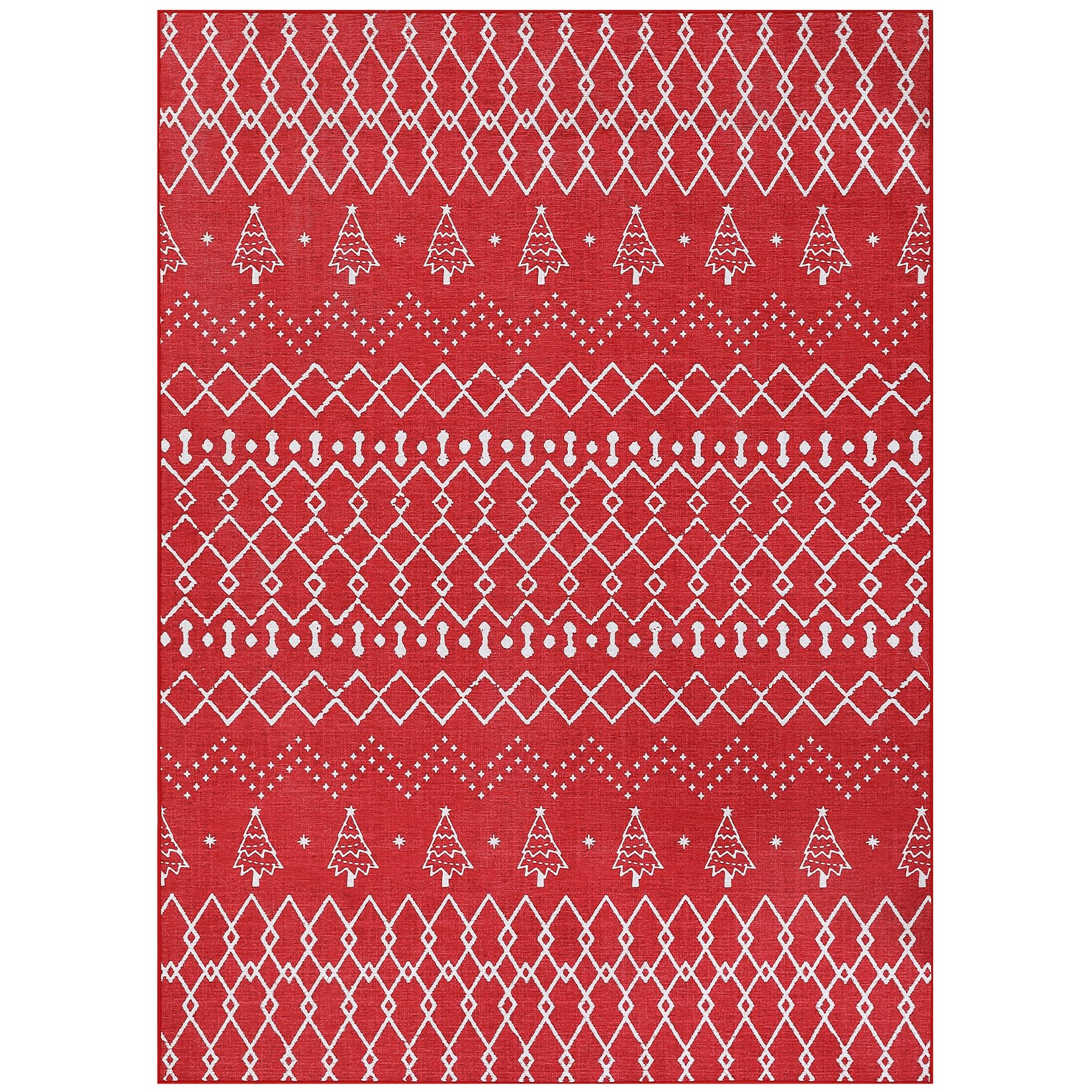 Tapis de Noël Garvee, géométrique, lavable, antidérapant, résistant à l'eau et aux taches, envers en polyester TPR, 140 x 200 cm, salon, festif
