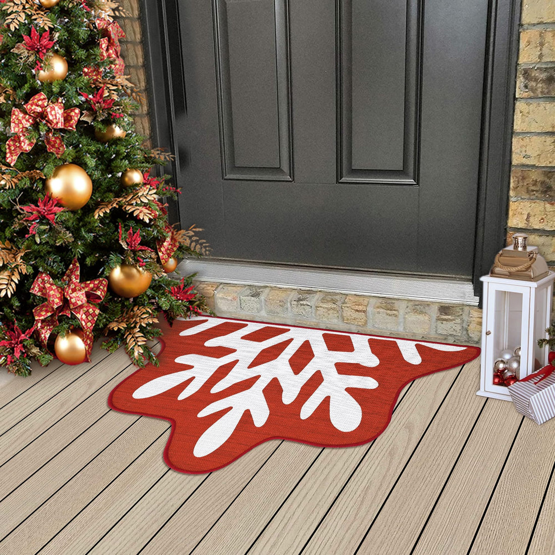 Tapis de porte décoratif de Noël Garvee, motif neige, intérieur 50 x 80 cm, multicolore