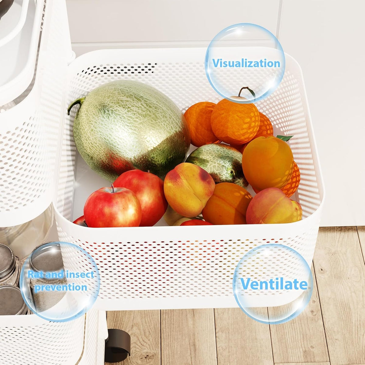Garvee Chariot de rangement rotatif 4 niveaux en acier carbone avec roulettes, pour chambre d'enfant, cuisine et organisation des jouets