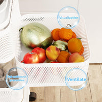 Garvee Chariot de rangement rotatif 4 niveaux en acier carbone avec roulettes, pour chambre d'enfant, cuisine et organisation des jouets