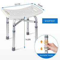 Banc de douche Garvee à hauteur réglable avec pieds antidérapants pour personnes âgées et personnes handicapées, siège ergonomique, aluminium, stable, 250 kg, gris