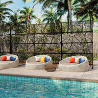 Garvee Paravent métallique 180 × 117 cm, noir, tous temps et à la rouille, Design moderne et géométrique, Idéal jardin/terrasse