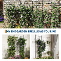 Treillis métallique Garvee en 2 pièces pour plantes grimpantes, 190 x 51 cm, antirouille, revêtement en poudre, 4 panneaux, noir, pour terrasse et jardin.