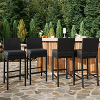 Ensemble de 2 tabourets de bar d'extérieur Garvee en résine tressée, ergonomiques et robustes, structure en rotin PE et acier, pour balcon et jardin, 40,6 x 45 x 103,6 cm, noir