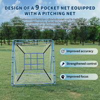 Filet de rebond Garvee pour lanceur de baseball, 1,5 x 1,2 m, avec cible à 9 trous, angle réglable, cadre en métal, pliable, polyvalent pour le jardin et l'entraînement.