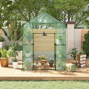 Serre portable Garvee 57x57x76'' avec bâche épaisse en PE, structure robuste, résistante aux intempéries, pour jardin et balcon, verte