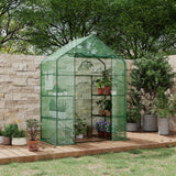 Serre Garvee 57 x 29 x 76 po avec 3 niveaux, 12 étagères, bâche épaisse en PE, fenêtre, portable pour le jardin et l'intérieur - Vert