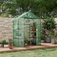 Serre Garvee 57 x 29 x 76 po avec 3 niveaux, 12 étagères, bâche épaisse en PE, fenêtre, portable pour le jardin et l'intérieur