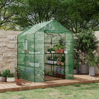 Serre Garvee 57 x 57 x 76 pouces (145 x 145 x 193 cm) à 3 niveaux et 12 étagères, bâche épaisse en PE, fenêtre, portable pour l'intérieur et le jardin.