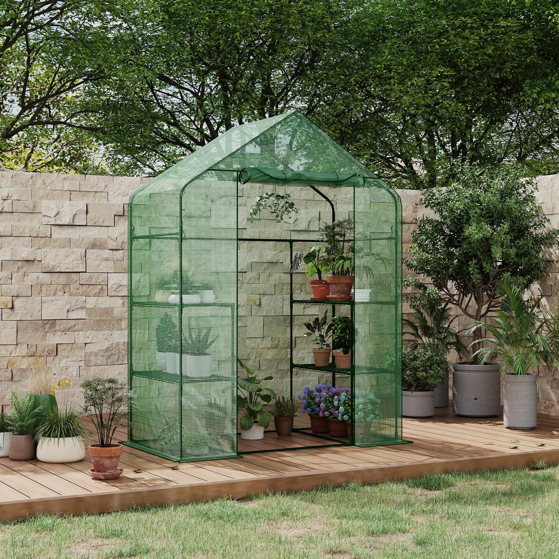 Serre portable Garvee 57x57x76'' avec bâche épaisse en PE, structure robuste, résistante aux intempéries, pour jardin et balcon, verte