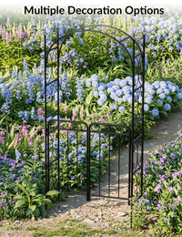Arche de jardin Garvee de 2,4 m avec portail, métal robuste, résistante aux intempéries, noire, pour mariages et jardins, structure en treillis
