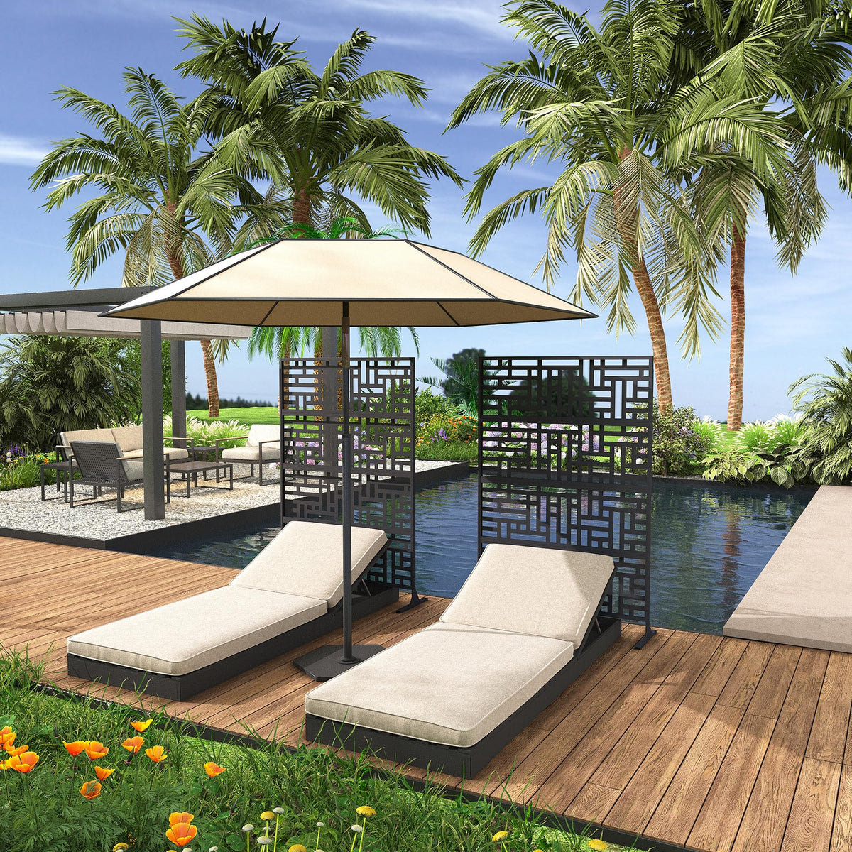 Garvee Clôture décorative en métal pour jardin, 183 cm de hauteur, antirouille, en aluminium, formes géométriques, pour cour et piscine