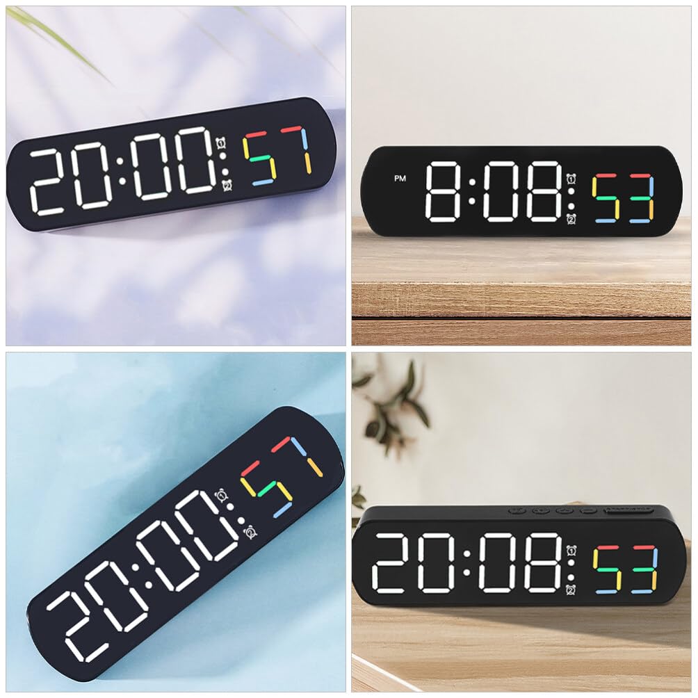 Garvee Réveil numérique avec affichage LED et indicateur de température pour chambre et bureau, fonctionne sur piles, luminosité réglable, compteur de secondes, 16, 5 cm
