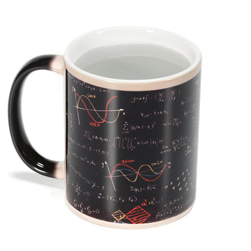 Mug thermosensible Garvee avec formules mathématiques - Céramique 301-400 ml - Impression recto verso - Couleur changeant avec la chaleur - Noir - Pour enseignants et élèves