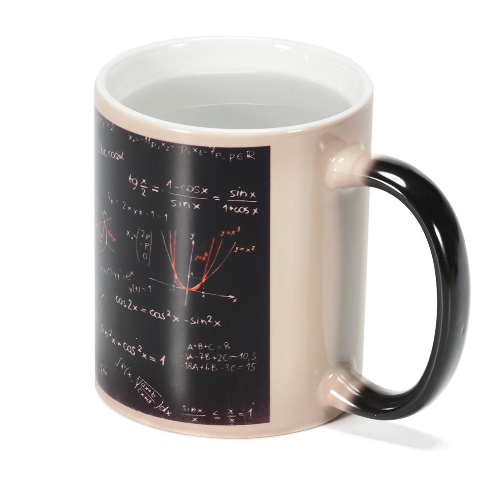 Mug thermosensible Garvee avec formules mathématiques - Céramique 301-400 ml - Impression recto verso - Couleur changeant avec la chaleur - Noir - Pour enseignants et élèves