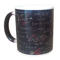 Mug thermosensible Garvee avec formules mathématiques - Céramique 301-400 ml - Impression recto verso - Couleur changeant avec la chaleur - Noir - Pour enseignants et élèves