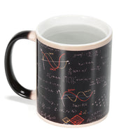 Mug thermosensible Garvee avec formules mathématiques - Céramique 301-400 ml - Impression recto verso - Couleur changeant avec la chaleur - Noir - Pour enseignants et élèves