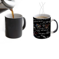 Mug thermosensible Garvee avec formules mathématiques - Céramique 301-400 ml - Impression recto verso - Couleur changeant avec la chaleur - Noir - Pour enseignants et élèves