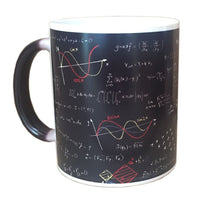 Mug thermosensible Garvee avec formules mathématiques - Céramique 301-400 ml - Impression recto verso - Couleur changeant avec la chaleur - Noir - Pour enseignants et élèves