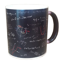 Mug thermosensible Garvee avec formules mathématiques - Céramique 301-400 ml - Impression recto verso - Couleur changeant avec la chaleur - Noir - Pour enseignants et élèves