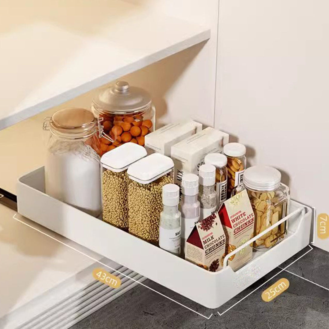 Organisateur de placard extensible Garvee avec adhésif en nylon, tiroir robuste pour cuisine et salle de bain, réglable et silencieux